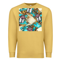 Antique Gold Paper Fish And Canned With Anchor Seamless Pattern Pbs Premium Sweatshirt - BundleAndBundleShop