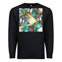 Black Paper Fish And Canned With Anchor Seamless Pattern Pbs Premium Sweatshirt - BundleAndBundleShop