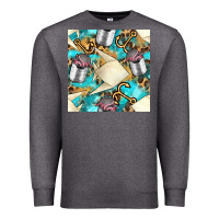 Charcoal Heather Paper Fish And Canned With Anchor Seamless Pattern Pbs Premium Sweatshirt - BundleAndBundleShop
