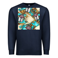 Navy Paper Fish And Canned With Anchor Seamless Pattern Pbs Premium Sweatshirt - BundleAndBundleShop