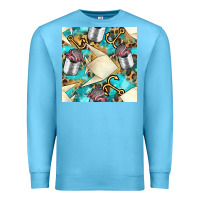 Ocean Blue Paper Fish And Canned With Anchor Seamless Pattern Pbs Premium Sweatshirt - BundleAndBundleShop