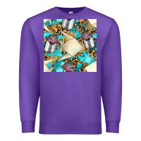 Purple Paper Fish And Canned With Anchor Seamless Pattern Pbs Premium Sweatshirt - BundleAndBundleShop
