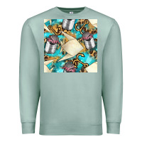 Seafoam Paper Fish And Canned With Anchor Seamless Pattern Pbs Premium Sweatshirt - BundleAndBundleShop