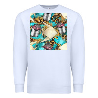 White Paper Fish And Canned With Anchor Seamless Pattern Pbs Premium Sweatshirt - BundleAndBundleShop