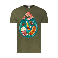 Vintage Olive american football and western roses teardrop Vintage Tee - BundleAndBundleShop
