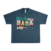 Midnight Navy daisy blessed mama Urban Heavy Tee - AdoDesignShop