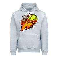 Heather Grey Softball game day leopard fire and ball Urban Hoodie - HowdyJamesFarm