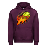 Mauve Wine Softball game day leopard fire and ball Urban Hoodie - HowdyJamesFarm