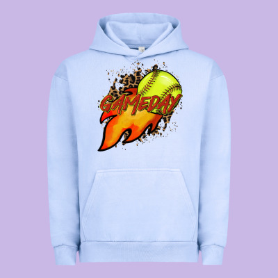 Softball Game Day Leopard Fire And Ball Urban Hoodie Designed By Howdyjamesfarm