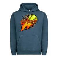 Pigment Midnight Navy Softball game day leopard fire and ball Urban Hoodie - HowdyJamesFarm