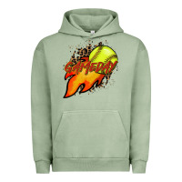 Pigment Oil Green Softball game day leopard fire and ball Urban Hoodie - HowdyJamesFarm