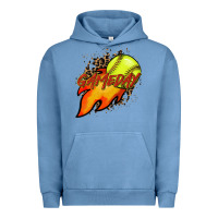 Pigment Pebble Blue Softball game day leopard fire and ball Urban Hoodie - HowdyJamesFarm