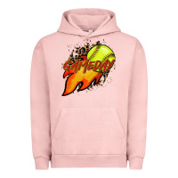 Pigment Salmon Softball game day leopard fire and ball Urban Hoodie - HowdyJamesFarm