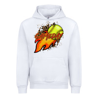 White Softball game day leopard fire and ball Urban Hoodie - HowdyJamesFarm