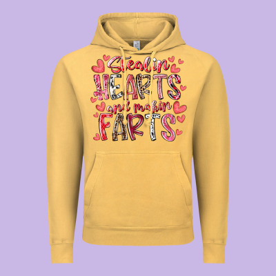 Stealin Hearts And Makin Farts Vintage Hoodie Designed By Racoondesign