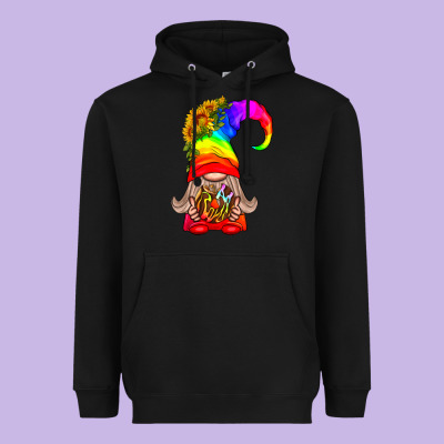 Lgbtq+ Pride Gnome With Donut Heavyweight Hoodie Designed By Bundleandbundleshop