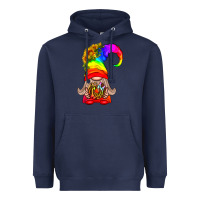Navy LGBTQ+ Pride Gnome With Donut Heavyweight Hoodie - BundleAndBundleShop