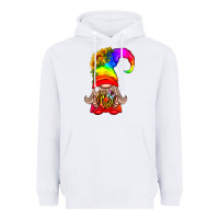 White LGBTQ+ Pride Gnome With Donut Heavyweight Hoodie - BundleAndBundleShop