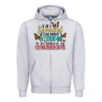 Heather Grey i have survived too many storms to be bothered by raindrops malia Zipper Hoodie - MaliasSmallBusiness