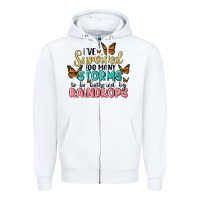 White i have survived too many storms to be bothered by raindrops malia Zipper Hoodie - MaliasSmallBusiness