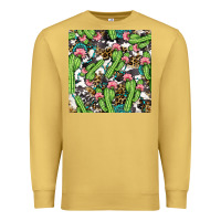 Western Cactus And Turquoise Gemstone With Leopard And Cowhide Seamles Premium Sweatshirt | Teevron