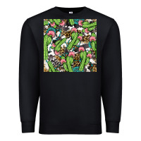 Black Western Cactus And Turquoise Gemstone With Leopard And Cowhide Seamles Premium Sweatshirt - BundleAndBundleShop
