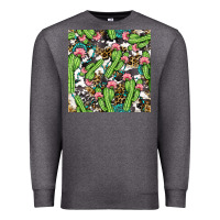 Charcoal Heather Western Cactus And Turquoise Gemstone With Leopard And Cowhide Seamles Premium Sweatshirt - BundleAndBundleShop