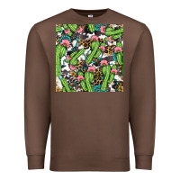Chestnut Western Cactus And Turquoise Gemstone With Leopard And Cowhide Seamles Premium Sweatshirt - BundleAndBundleShop