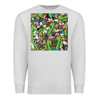 Dove Grey Western Cactus And Turquoise Gemstone With Leopard And Cowhide Seamles Premium Sweatshirt - BundleAndBundleShop