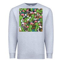 Heather Grey Western Cactus And Turquoise Gemstone With Leopard And Cowhide Seamles Premium Sweatshirt - BundleAndBundleShop