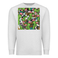 Oatmeal Heather Western Cactus And Turquoise Gemstone With Leopard And Cowhide Seamles Premium Sweatshirt - BundleAndBundleShop
