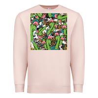 Pale Pink Western Cactus And Turquoise Gemstone With Leopard And Cowhide Seamles Premium Sweatshirt - BundleAndBundleShop