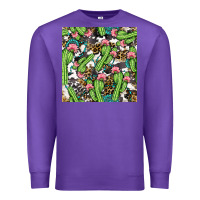 Purple Western Cactus And Turquoise Gemstone With Leopard And Cowhide Seamles Premium Sweatshirt - BundleAndBundleShop