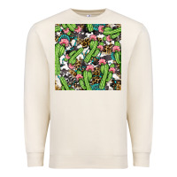 Sandshell Western Cactus And Turquoise Gemstone With Leopard And Cowhide Seamles Premium Sweatshirt - BundleAndBundleShop