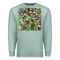 Seafoam Western Cactus And Turquoise Gemstone With Leopard And Cowhide Seamles Premium Sweatshirt - BundleAndBundleShop