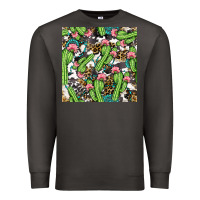 Smoke Western Cactus And Turquoise Gemstone With Leopard And Cowhide Seamles Premium Sweatshirt - BundleAndBundleShop
