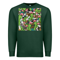 Sports Green Western Cactus And Turquoise Gemstone With Leopard And Cowhide Seamles Premium Sweatshirt - BundleAndBundleShop