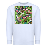 White Western Cactus And Turquoise Gemstone With Leopard And Cowhide Seamles Premium Sweatshirt - BundleAndBundleShop