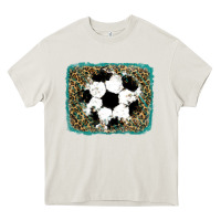 Cream glitter soccer leopard Heavy Core Tee - RanaPortraitStore