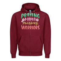 Burgundy prying mama raising warriors malia Zipper Hoodie - MaliasSmallBusiness