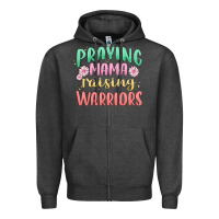 Charcoal Heather prying mama raising warriors malia Zipper Hoodie - MaliasSmallBusiness