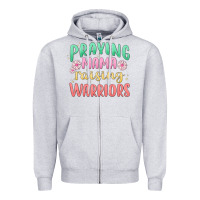 Heather Grey prying mama raising warriors malia Zipper Hoodie - MaliasSmallBusiness