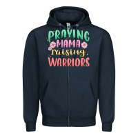 Navy prying mama raising warriors malia Zipper Hoodie - MaliasSmallBusiness