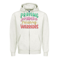 Oatmeal Heather prying mama raising warriors malia Zipper Hoodie - MaliasSmallBusiness