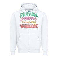 White prying mama raising warriors malia Zipper Hoodie - MaliasSmallBusiness