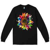 Black tie dye sunflower with cowhide Long Sleeve Tee - Artiststas
