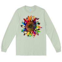 Matcha tie dye sunflower with cowhide Long Sleeve Tee - Artiststas