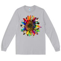 Moon Dust tie dye sunflower with cowhide Long Sleeve Tee - Artiststas