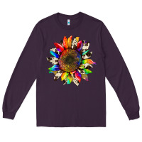 Plum tie dye sunflower with cowhide Long Sleeve Tee - Artiststas