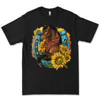 Black western horse with horseshoe Premium Tee - texasbilliewilder